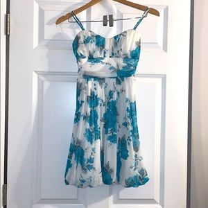 Blue and white floral dress